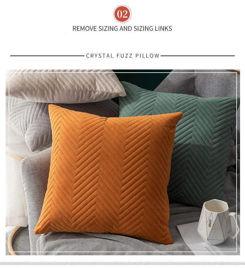 Description Picture 5 of itemQuilted Velvet Pillowcase Throw Pillow Covers Home Cojines Decor Pillow Cases Simple Sofa Cushion Cover Decorative 45x45cm