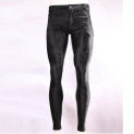 Man Whole Crotch Zipper Skinny Pants High-Elastic Soft PU Printed Pattern Faux Leather Leggings Tights Casual Pencil Trousers