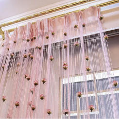 1x2m Door Line Curtain Rose Flower Tassel String Door Window Line Curtain Valance Divider Summer Living Room Home Decoration