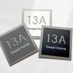 Personalized Custom Acrylic Metal Aluminum Plate Gray Silver House Numbers Sign Address Street Digital Plaque Outdoor Name Wall