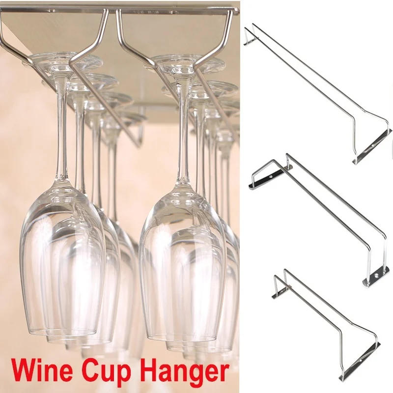 Description Picture 3 of item27/35/55cm Wine Rack Glass Holder Hanging Bar Hanger Shelf Stainless Steel Wine Glass Rack Stand Paper Roll Holder