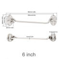 1 Piece 4 / 6 / 8 Inch Hook and Eye Lock Windproof Hook Thickened Stainless Steel Silver Door Latch for Window / Sliding Door