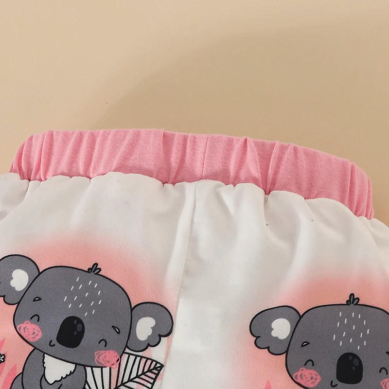 Description Picture 6 of itemBaby Girls 4PCS Pants Sets Pink Long Sleeve Romper Koala Print Pants Headband Hat Sets