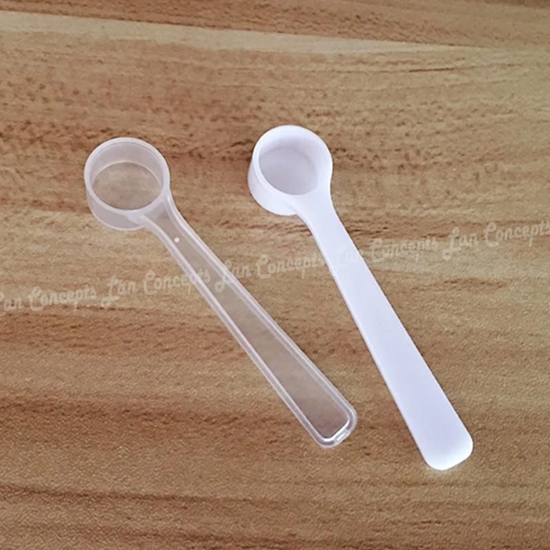 Description Picture 6 of item100pcs/lot 0.5g Plastic Scoop 0.5 gram PP Measuring Spoon 1ML Measure Tool - 70X16X10.5mm white Free shipping