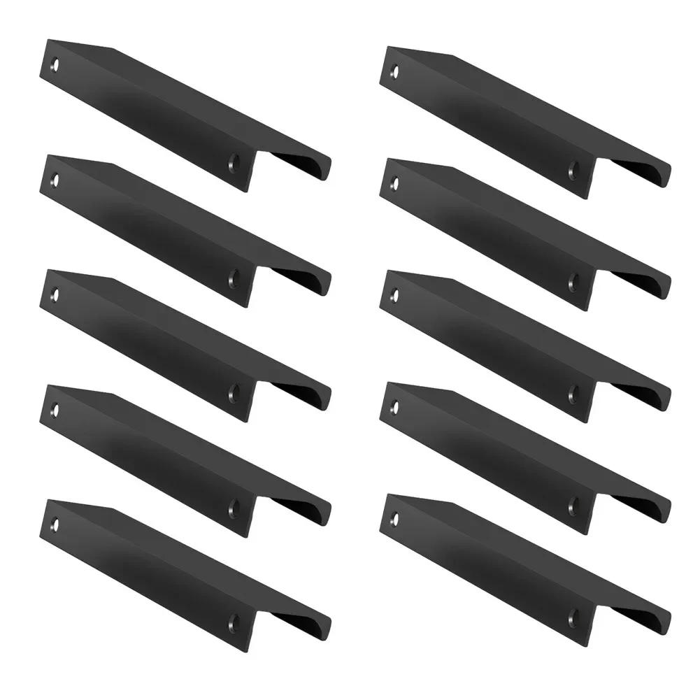 Description Picture 4 of item10 Pcs Black Finger Pulls Aluminum Alloy Door Hands For Cabinets Modern Edge Handles Dresser Drawers Home Hardware