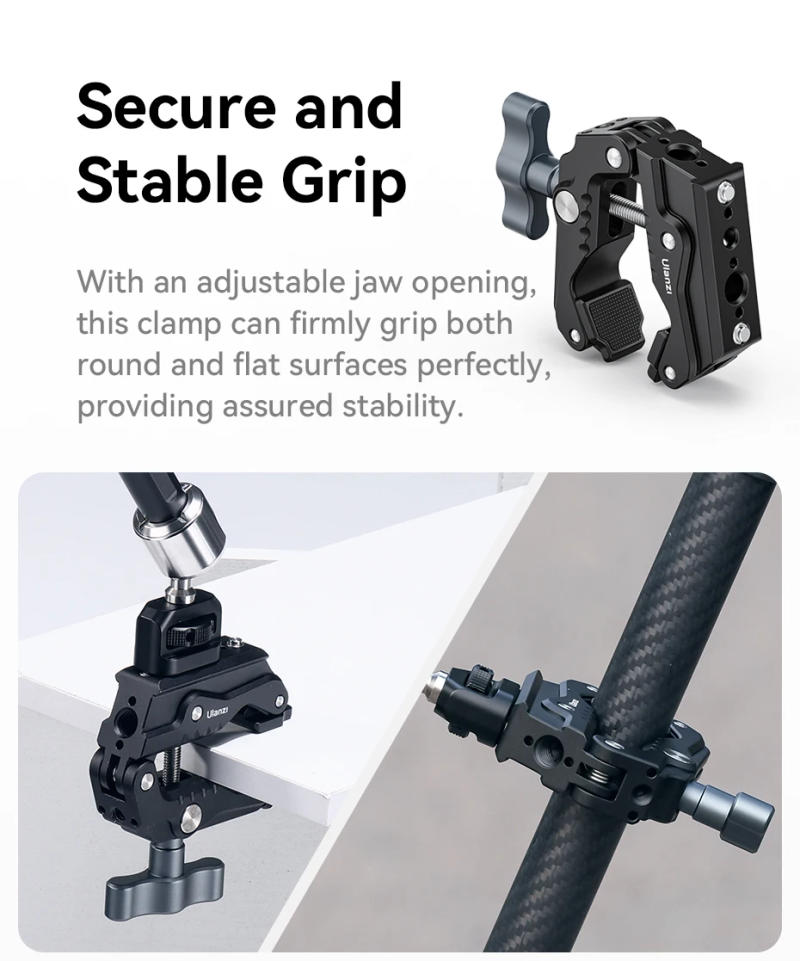 Description Picture 3 of itemUlanzi R011a Crab Clamp Super Clamp 24~60mm Clamp Width Super Clamp for Magic Arm Tripod Leg with 1/4'' 3/8'' Screw Hole