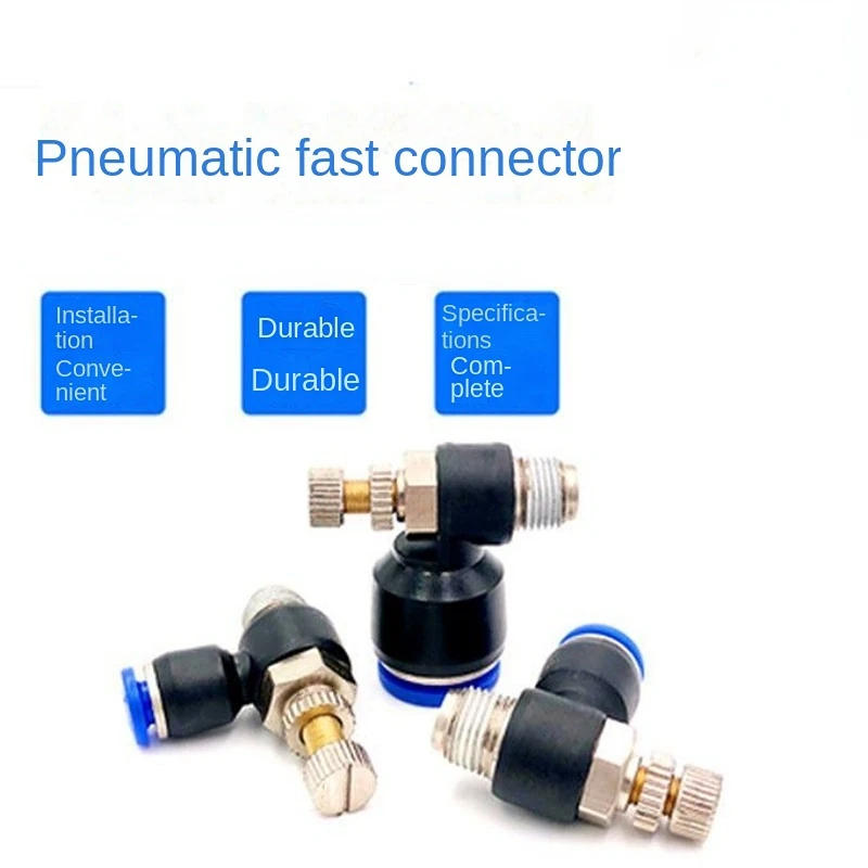Description Picture 2 of item1/8" 1/4" 3/8" 1/2"BSP Male Gas Airflow Limit Valve Quick Fitting SL" Pneumatic Speed Flow Controller L Type 4-12mm OD Hose Tube
