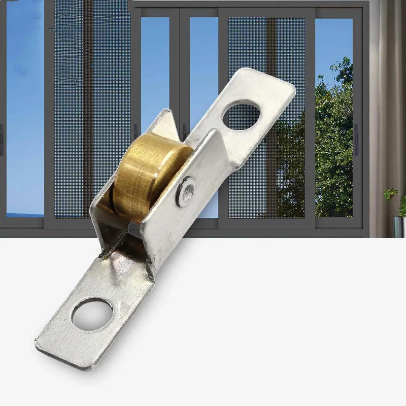 Description Picture 2 of item10Pc Stainless Steel Window Pulley Kitchen Cabinet Sliding Door Roller Runners Mute Copper Caster Wheel Furniture Track Hardware