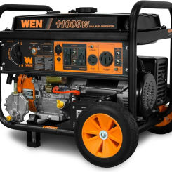 11,000-Watt 120V/240V Dual Fuel Portable Generator with Wheel Kit and Electric Start - CARB Compliant Black
