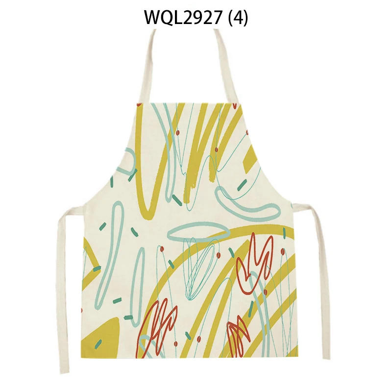 Description Picture 6 of itemAbstract Plants Kitchen Aprons Home Cooking Sleeveless Aprons Baking Accessories Flowers Pattern Waist Bibs Antifouling Apron
