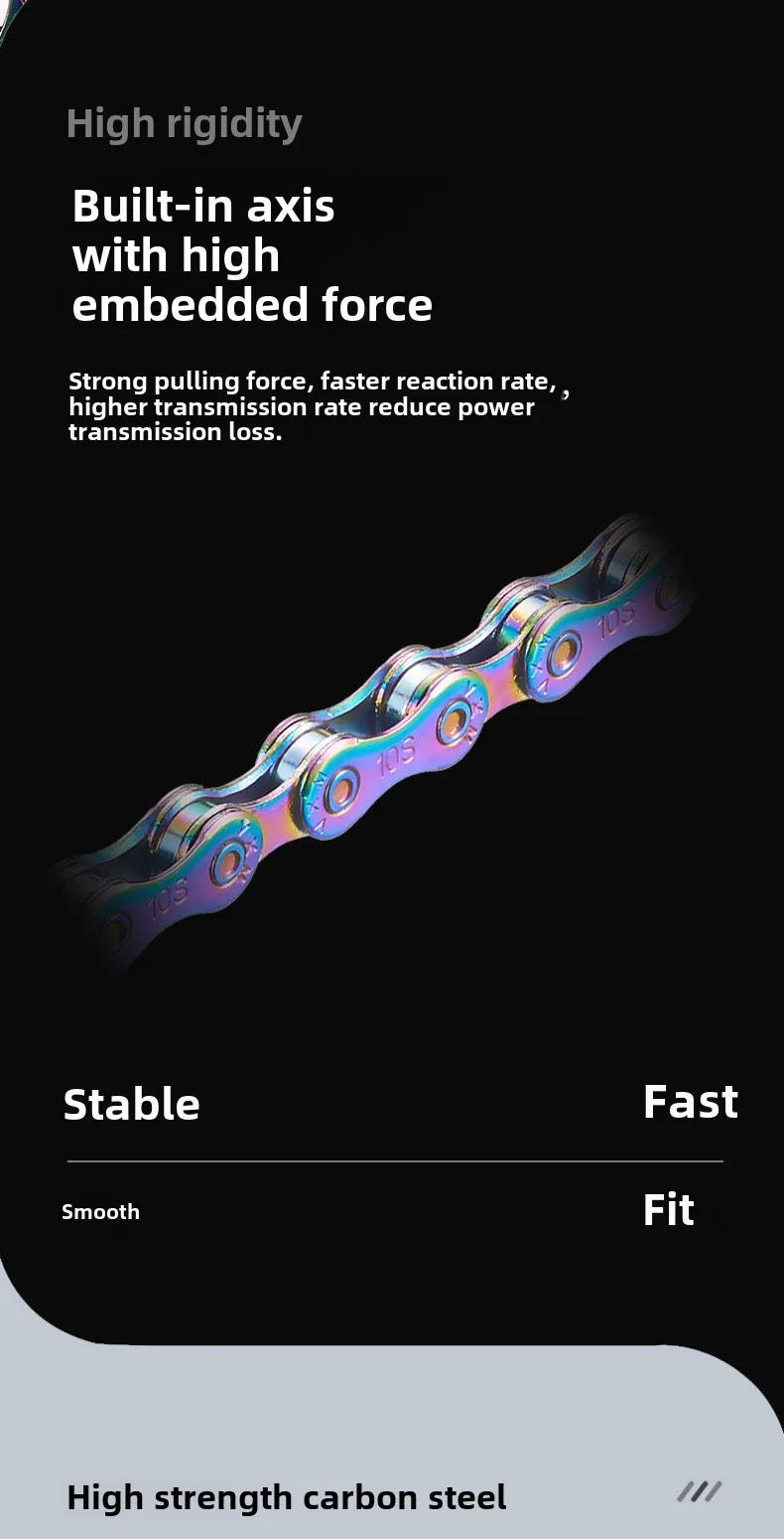 Description Picture 4 of item8 11 12 Speed Chain Bike Chain Rust Proof Sensitive Colorful Electroplating for Road Mountain Bikes Color Bike Chain accesories