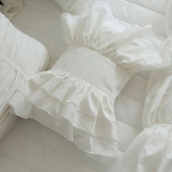 White Lace Ruffle Cushion Decorative Bedding Pillow INS Cute Bow Cushions Solid Color Princess Seat Chair Sofa Throw Pillows