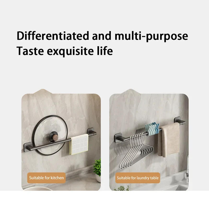 Description Picture 6 of item30/40/50cm Bathroom Towel Holder Without Drilling Bathroom Corner Shelf Towel Bar Self-Adhesive Bathroom Storage Rack Towel Rail