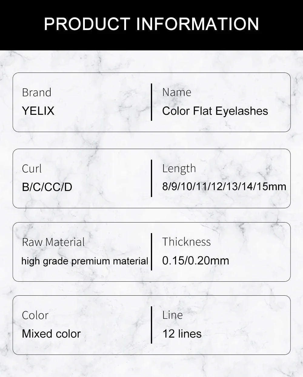 Description Picture 3 of itemYelix Colored Ellipse Flat Eyelash Extensions Purple Blue Brown Green Lashes Individual False Natural Mink Lashes