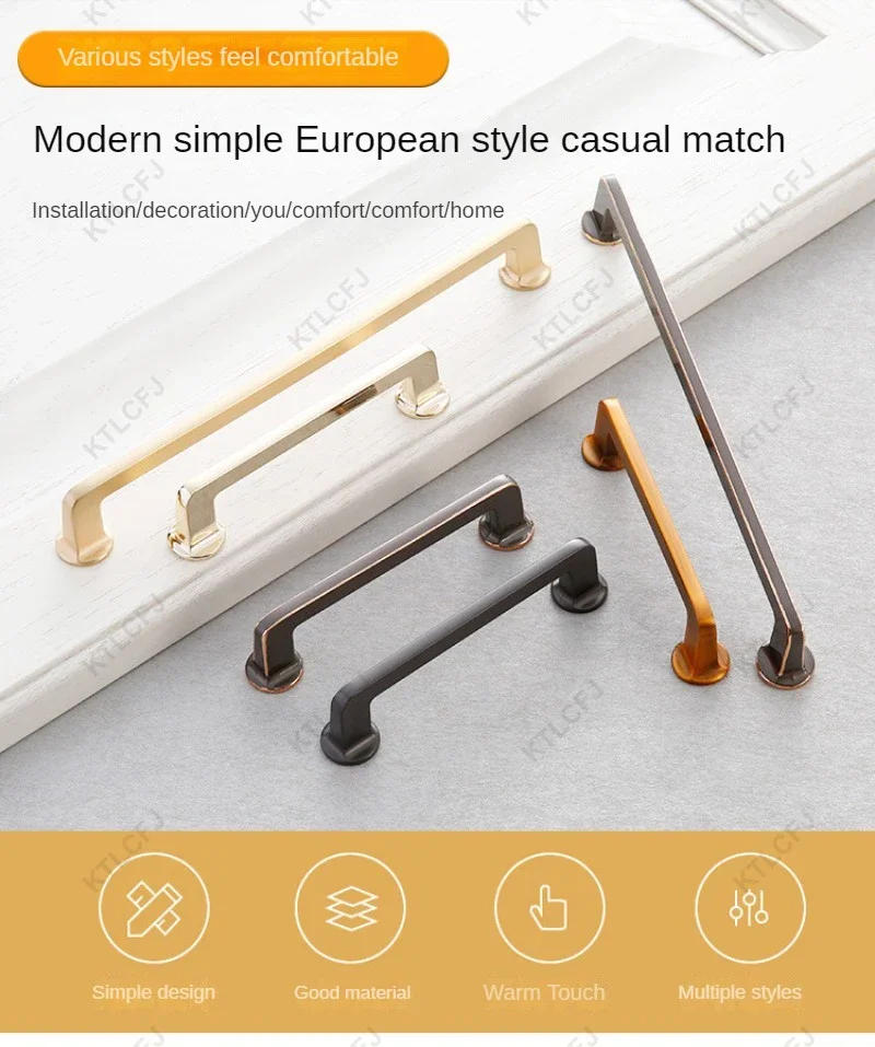 Description Picture 2 of itemNordic Cabinet Door Handles Modern Minimalist Black Wardrobe Door Handles Drawer Solid Zinc Alloy Handles