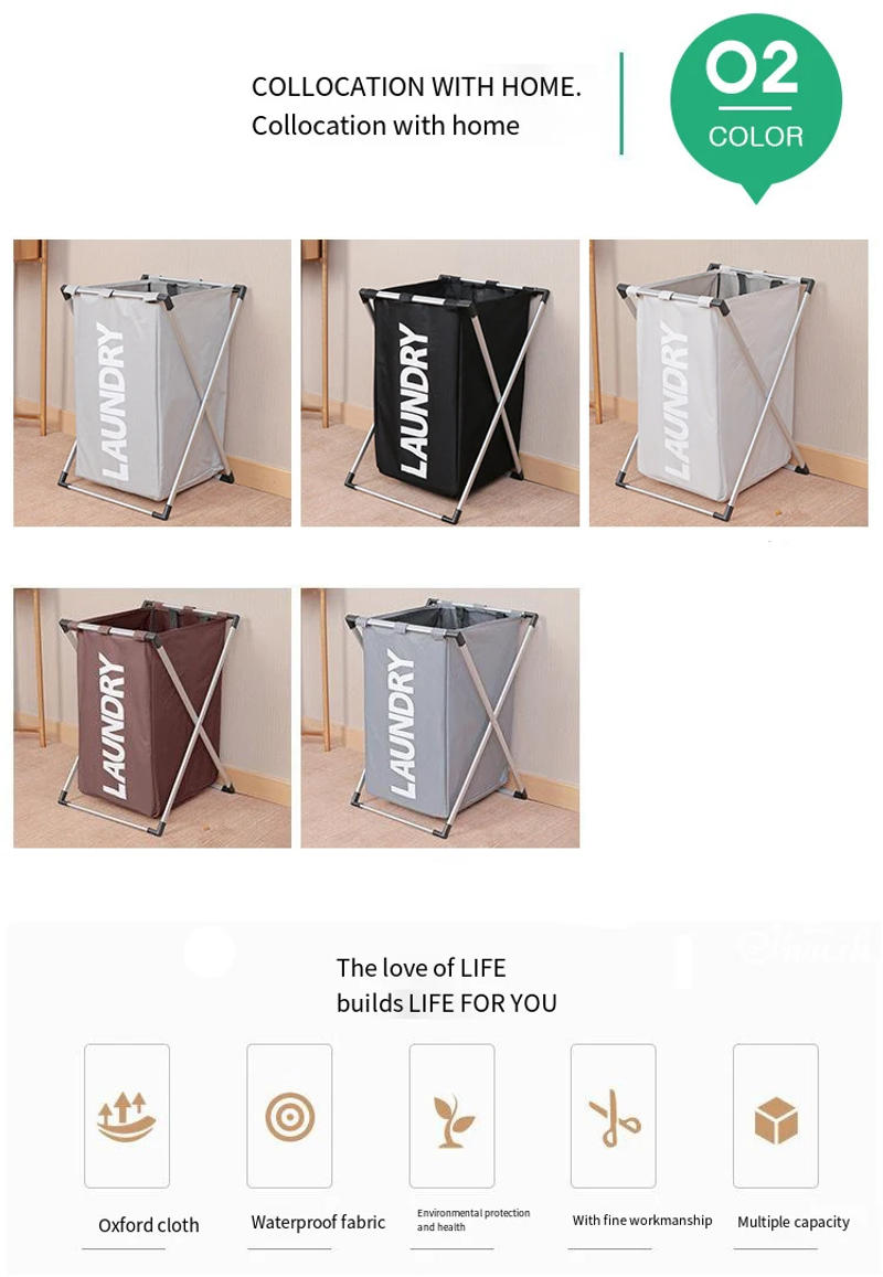 Description Picture 6 of itemLarge Laundry Basket Foldable Waterproof Grid Organizer Basket Dirty Clothes Toys Laundry Baskets Storage Household Organizers