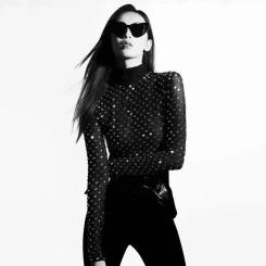 Black turtleneck pullover full drill slim fit elastic bottoming shirt, temperament and fashionable women's long-sleeved T-shirt