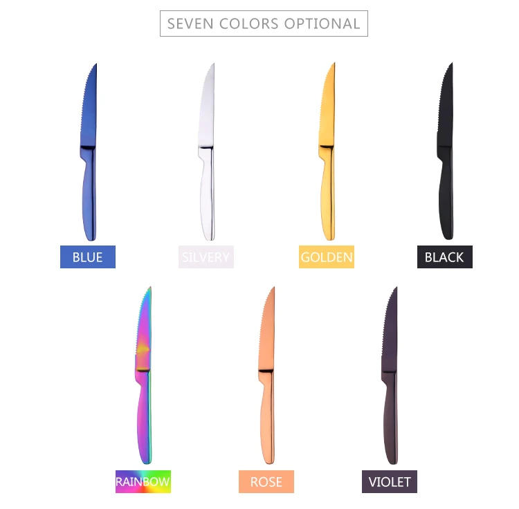 Description Picture 4 of item6Pcs Stainless Steel Dinner Knives Set Sharp Steak Knife Fruit Knives Western Knife Restaurant Table Knife Gold Dinnerware Set