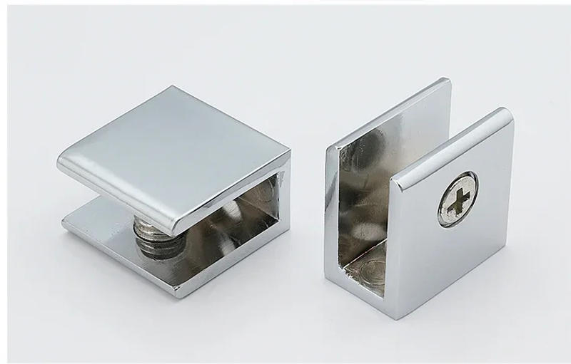 Description Picture 2 of item2pcs/lot Square Shape Chrome Finished Zinc Alloy Glass Clamps Shelves Support Bracket Clips for 5 To 12mm Glass Board