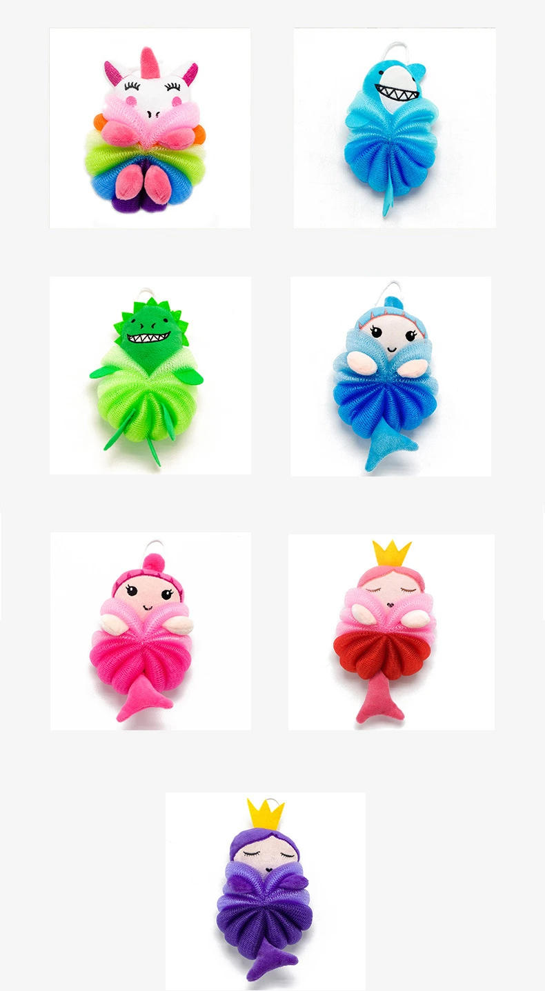 Description Picture 6 of itemMermaid Unicorn Sponge Bath Ball Shower Rub Bath Shower Wash Body Pot Sponge Scrubber Color Durable Massage Brush for Kids Tools