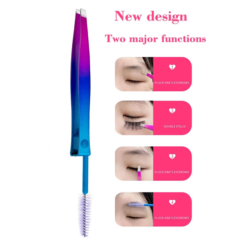 Description Picture 3 of itemEyebrow Tweezers Hair Remover Stainless Steel Professional Eyebrow Clamp Lash Tweezers Makeup 2in1 Eyebrow Hair Removal Clip