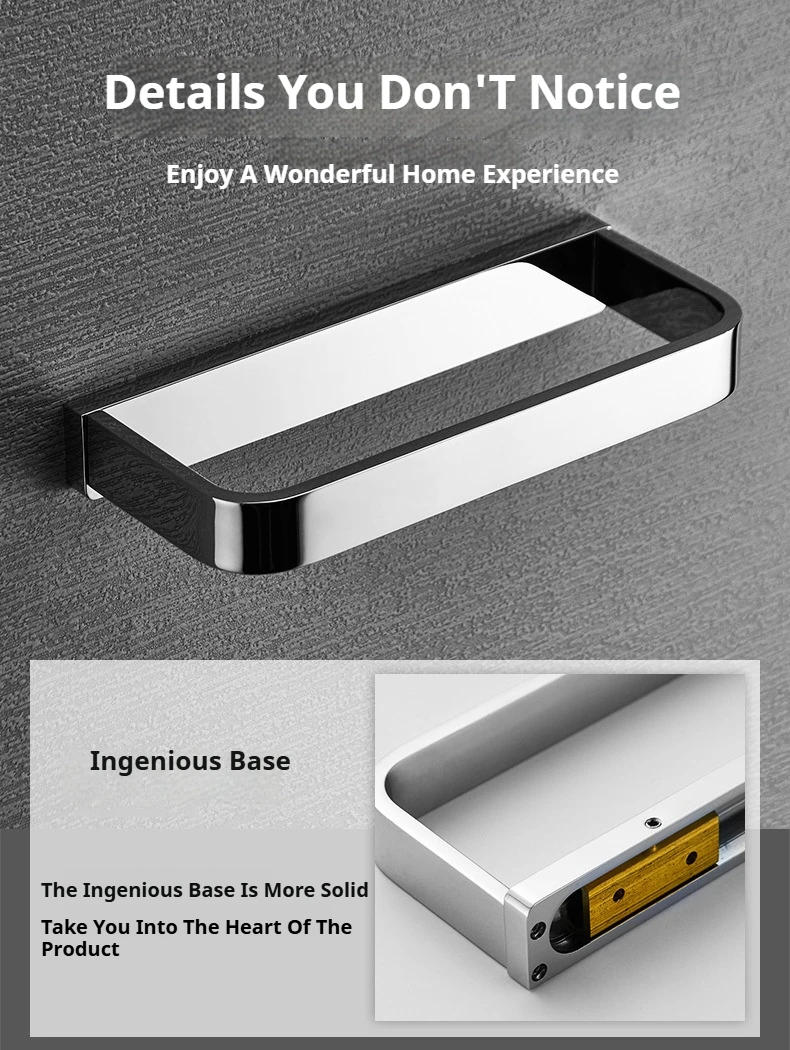 Description Picture 6 of itemModern Minimalist Design Brass Chrome Plated Bathroom Towel Ring Bathroom Hardware Accessories Perforated Installation Towel Bar