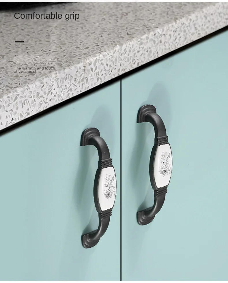 Description Picture 4 of itemVintage Ink Painting Ceramic Cabinet Handles Antique Drawer Knobs Wardrobe Door Handles European Furniture Handle