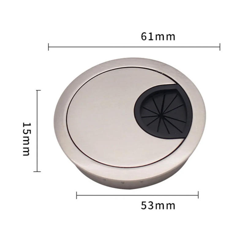 Description Picture 6 of item1pc Cable Hole Cover For Desk Metal Grommet Table Cable Tidy Wire Hole Cover Chrome Brush 50/53/60mm Detachable Precise Buckle