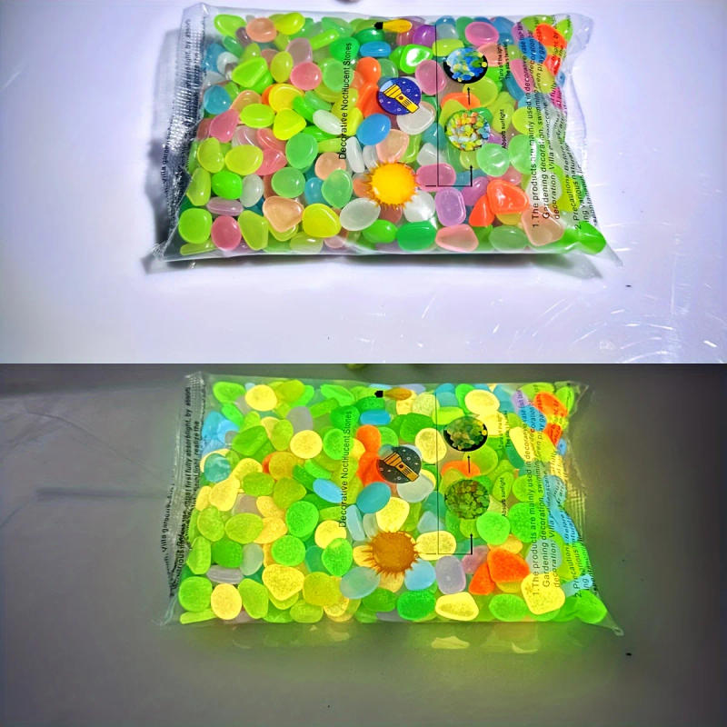 Description Picture 5 of item100/500pcs Glow In The Dark Pebbles, Resin Luminous Stones For Landscape, Garden Paths, Potted Plants, Parks, Aquarium Decor,