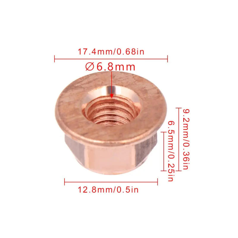 Description Picture 5 of item12Pcs Practical Tool Flashed Exhaust Copper M8 Nut 8mm Nuts High Temperature Nuts