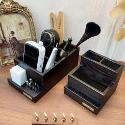 Ancient nail tools storage box Polishing machine Polishing head brush cotton sheet supplies large capacity desktop walnut colors