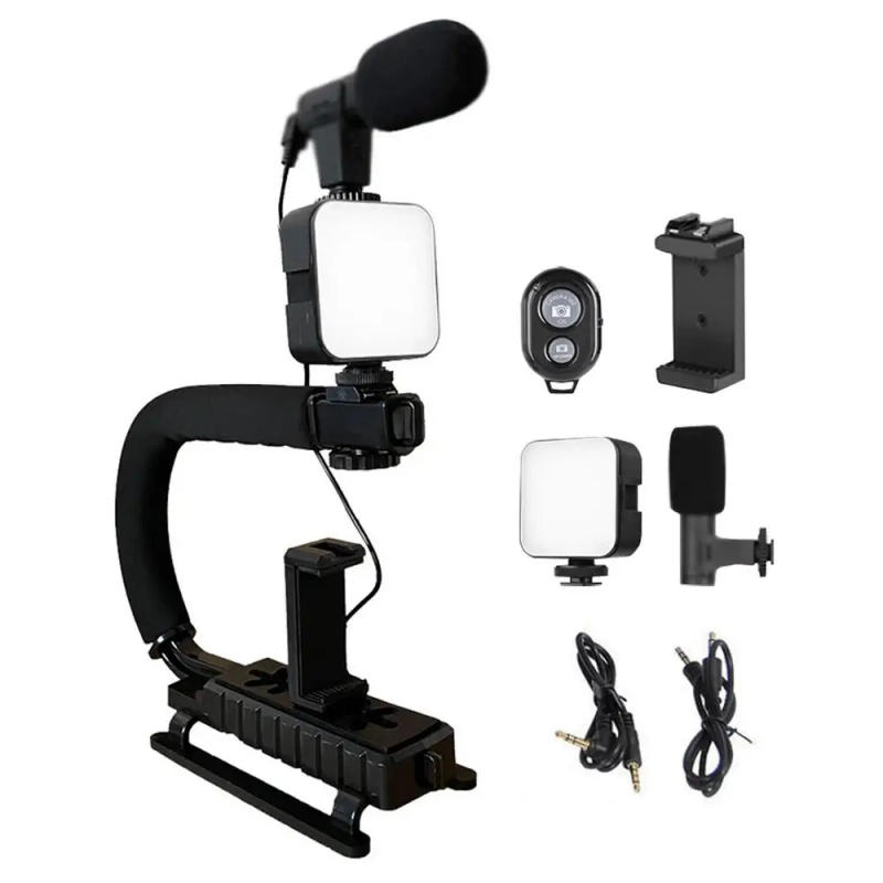 Description Picture 2 of itemAction Camera Gimbal Stabilizer U-shaped Camera Gimble Handheld Stabilizer With Hot-Shoe Mount Fill Light Phone Holder For DSLR