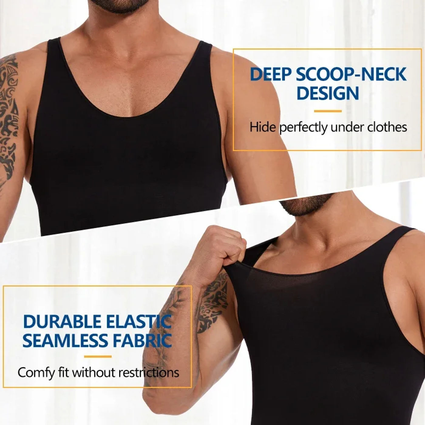 Description Picture 4 of itemMen Full Body Shaper Sleeveless Slimming Vest Underwear Compression Seamless Bodysuit Shapewear Tummy Control Faja Para Hombres