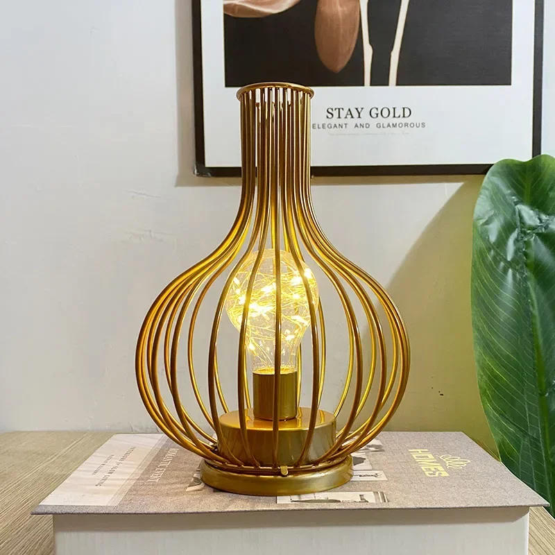 Description Picture 5 of item1PC Creative Night LampNordic Wind LED Iron Glass Red Bottle For Room Bedroom Living Room Bedside Table Lamp Decorative Lights