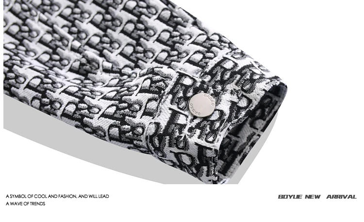 Description Picture 5 of itemMen Women Small Fragrance Style Letter Jacquard Lapel Jackets Trendy High Street Personality Handsome Hip Hop Casual Loose Coats