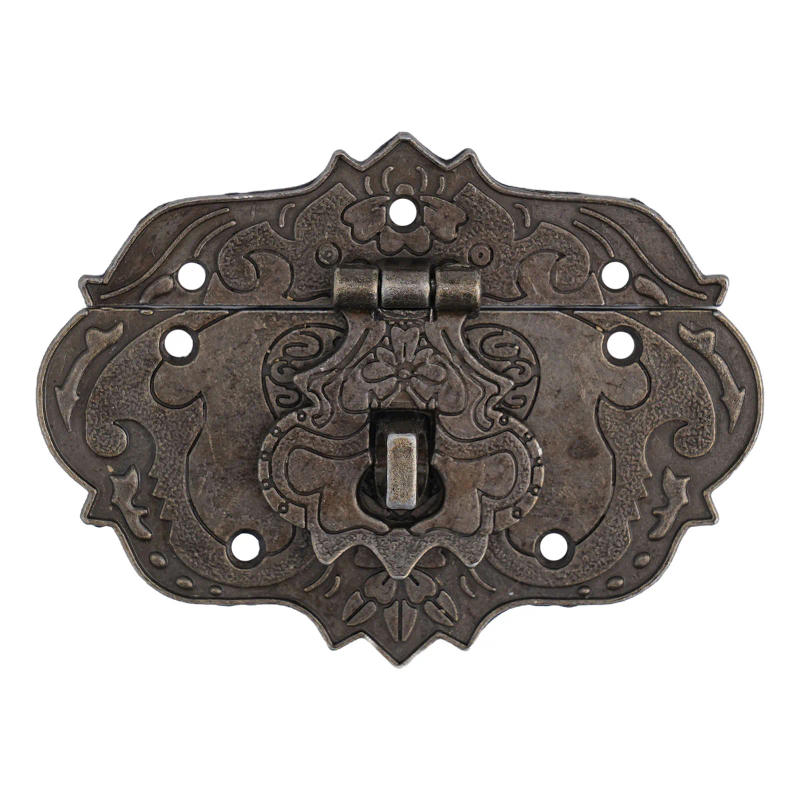 Description Picture 6 of itemBuckle Cabinet Hinge Box Lock Bronze Carving DIY Hardware Accessories Padlock Key Small Suitcases Wooden Box Hasp