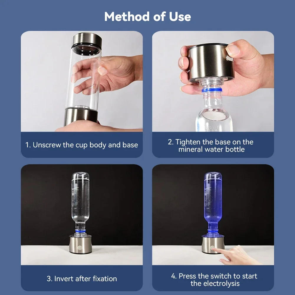 Description Picture 6 of item1Pc 2in1/3in1 450ml USB Charging Portable Hydrogen Water Generator 3 Minutes Mode High Concentration Hydrogen Water Generator