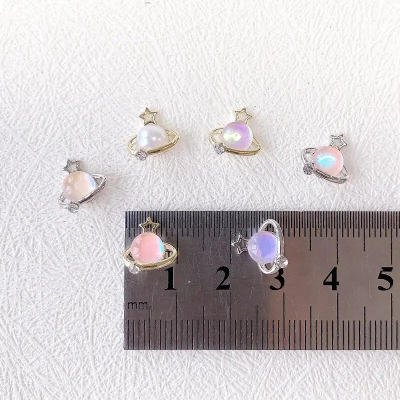 Description Picture 6 of item10pcs 3D Punk Style Saturn Rhinestone Nail Art Charm Alloy Deluxe Aurora Planet Glitter Nail Decoration DIY for Acrylic Nail