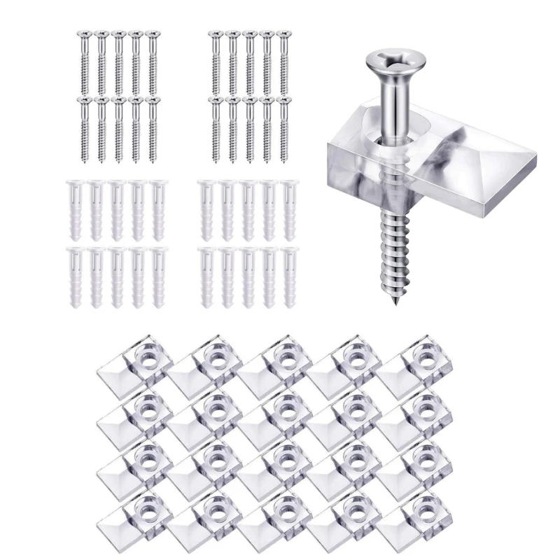 Description Picture 5 of item20/40x Easy to Install Mirror Fixing Brackets Set Plastic Mirror Mounting Clips
