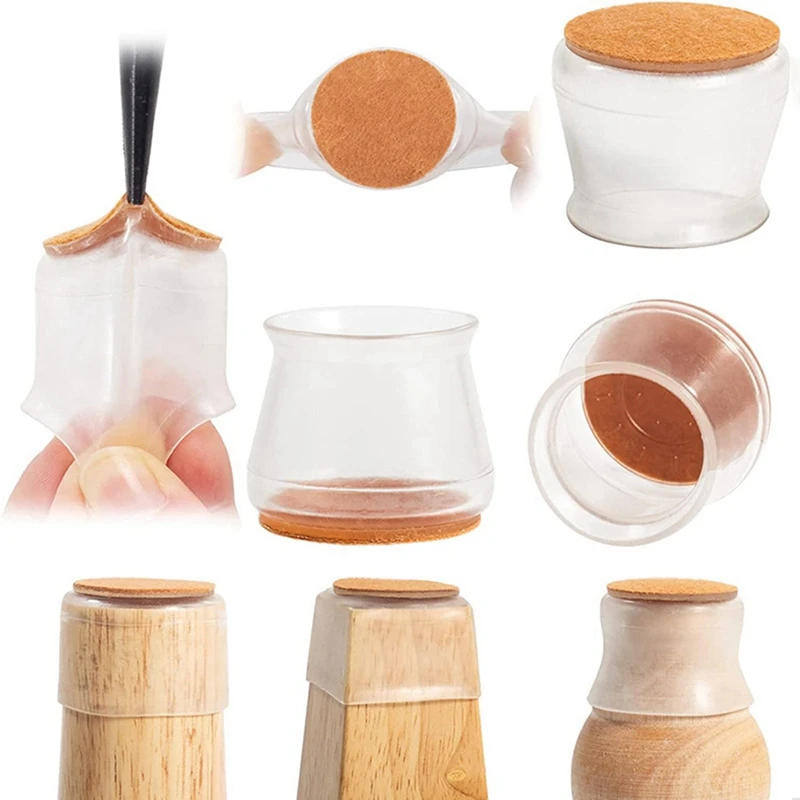 Description Picture 6 of item24Piece Chair Leg Floor Protectors Parts Accessories For Hardwood Floors Silicone Covers To Protect Wood Tile Floors Felt Pads