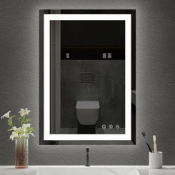 20x28 Inch LED Bathroom Mirror - Anti-Fog, Stepless Dimmable - Bathroom Mirror with LED Lights - 3 Color LED Mirror for Bathroom