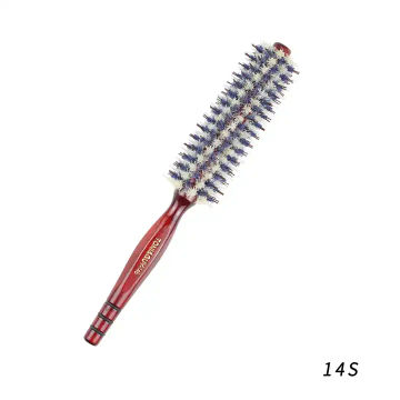 Barber Hair Straight Twill Roller Wood Handle Hairbrush Round Barrel Hair Comb for Women Blowing Curling Hair