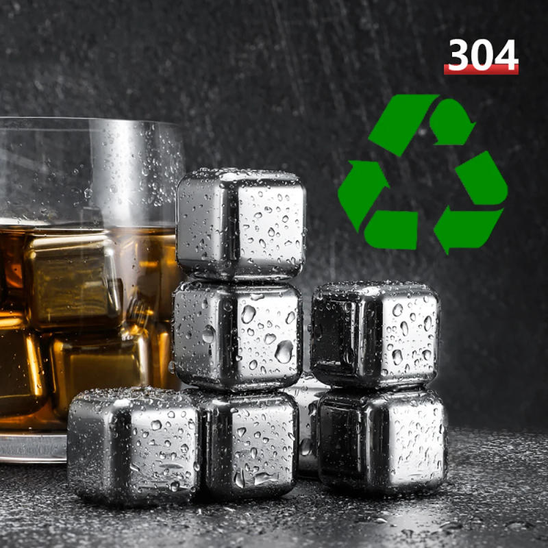 Description Picture 5 of item1/2/4/6 Pc Stainless Steel Ice Cube Set Reusable Chilling Stones for Whiskey Wine Wine Cooling Cube Chilling Rock Party Bar Tool