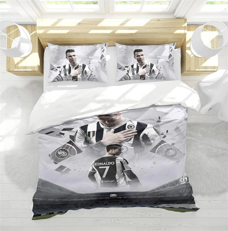 Description Picture 5 of itemFootball Star Ronaldo Bedding Set Duvet Cover 2/3 Piece Set Single Double Bedroom Decoration Lightweight Comfortable Soft 3d