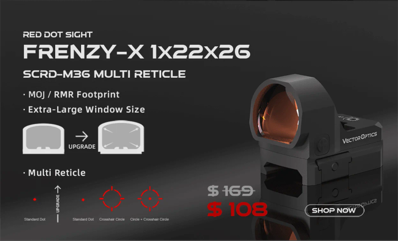 Description Picture 3 of itemVector Optics Maverick GenII 1x22 Red Dot Scope Sight Hunting Tactical Uncapped Turret QD Mount For Real Firearms .308 Airsoft