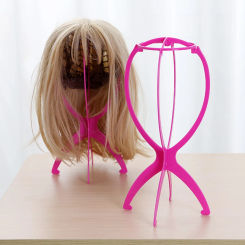 Adjustable Wig Stands Plastic Wig Holder Stand For Hat Display Wig Head Holders Mannequin  Portable Folding Wig Stand Black Pink