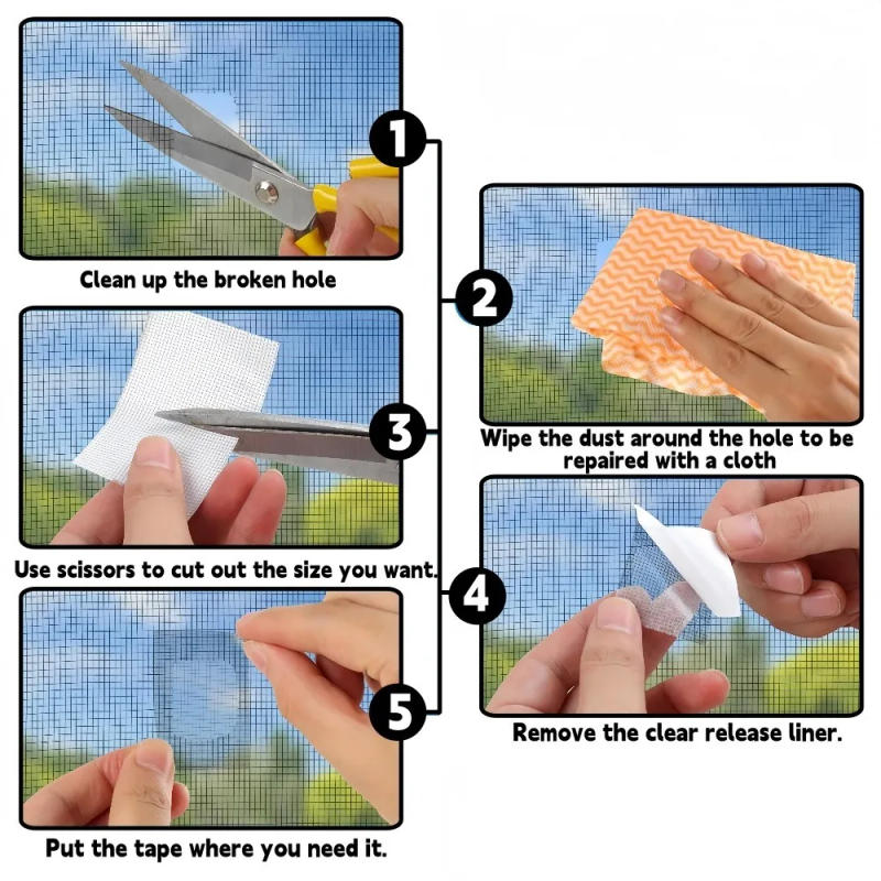 Description Picture 6 of item5x200cm Window Screen Repair Tape Window Screen Holes Repairing Tapes Self-adhesive Waterproof Window Anti-Insect Mosquito Mesh