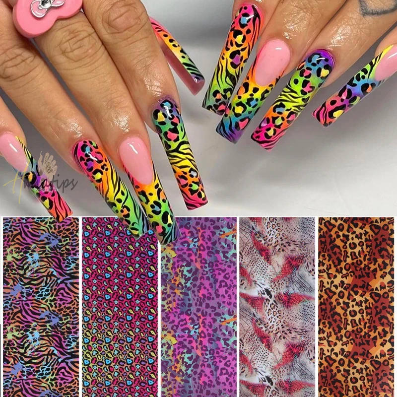 Description Picture 3 of item10 Rolls Leopard Print Transfer Paper Nail Art Foil Animal Pattern Transfer Decals Wraps Tips Stickers Manicure Decorations