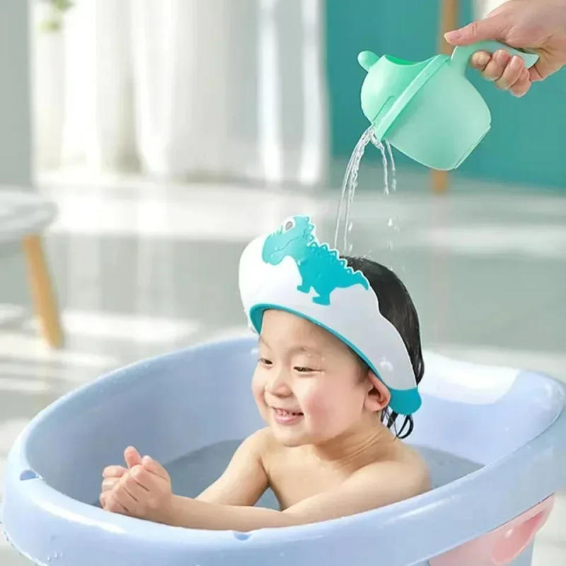 Description Picture 2 of itemBaby Bath Caps Toddle Shampoo Cup Children Bathing Baby Shower Spoons Child Washing Hair Cup Kids Bath Tool Silicone Caps