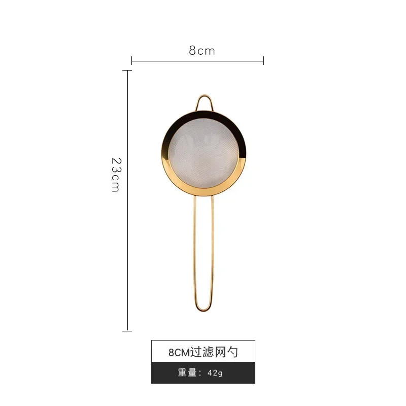 Description Picture 5 of itemKitchen Baking Golden Stainless Steel Mesh Colander with Hook Oil Scoop Soybean Milk Juice Rice Milk Filter Screen Flour Screen